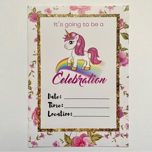 Set of 24 Unicorn Party Invitation Postcards